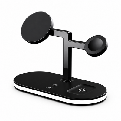 4-in-1 Magnetic Wireless Charging Station with LED Lamp — iPhone, Apple Watch & AirPods Fast Charger Stand