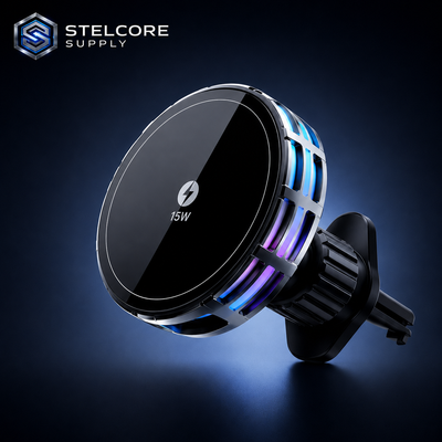 15W Magnetic Wireless Charging Car Mount — Universal Vent Fit