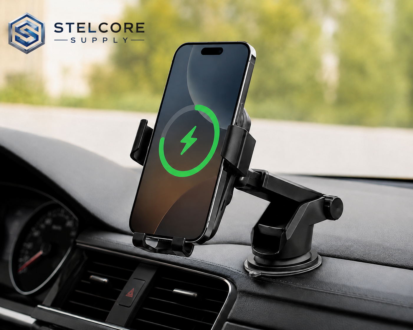 10W Qi Wireless Fast Charging Car Mount — Universal Dashboard & Windshield Holder