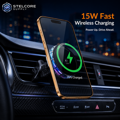 15W Magnetic Wireless Charging Car Mount — Universal Vent Fit