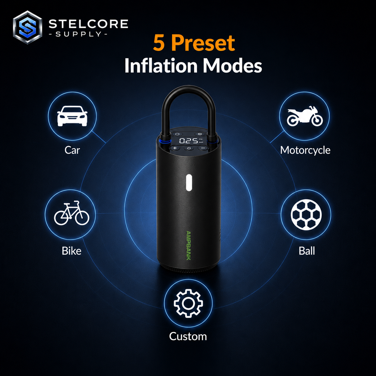 Smart Portable Tire Air Pump — Digital Display