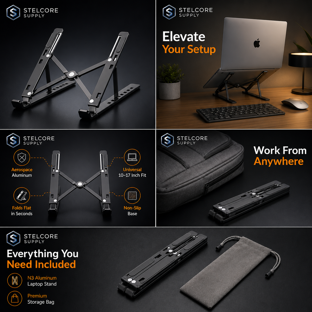 N3 Aluminum Laptop Stand — Foldable & Portable