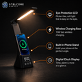 4-in-1 LED Smart Desk Lamp — Wireless Charger, Phone Stand & Clock