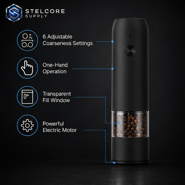 Electric Salt & Pepper Grinder — One-Hand Operation